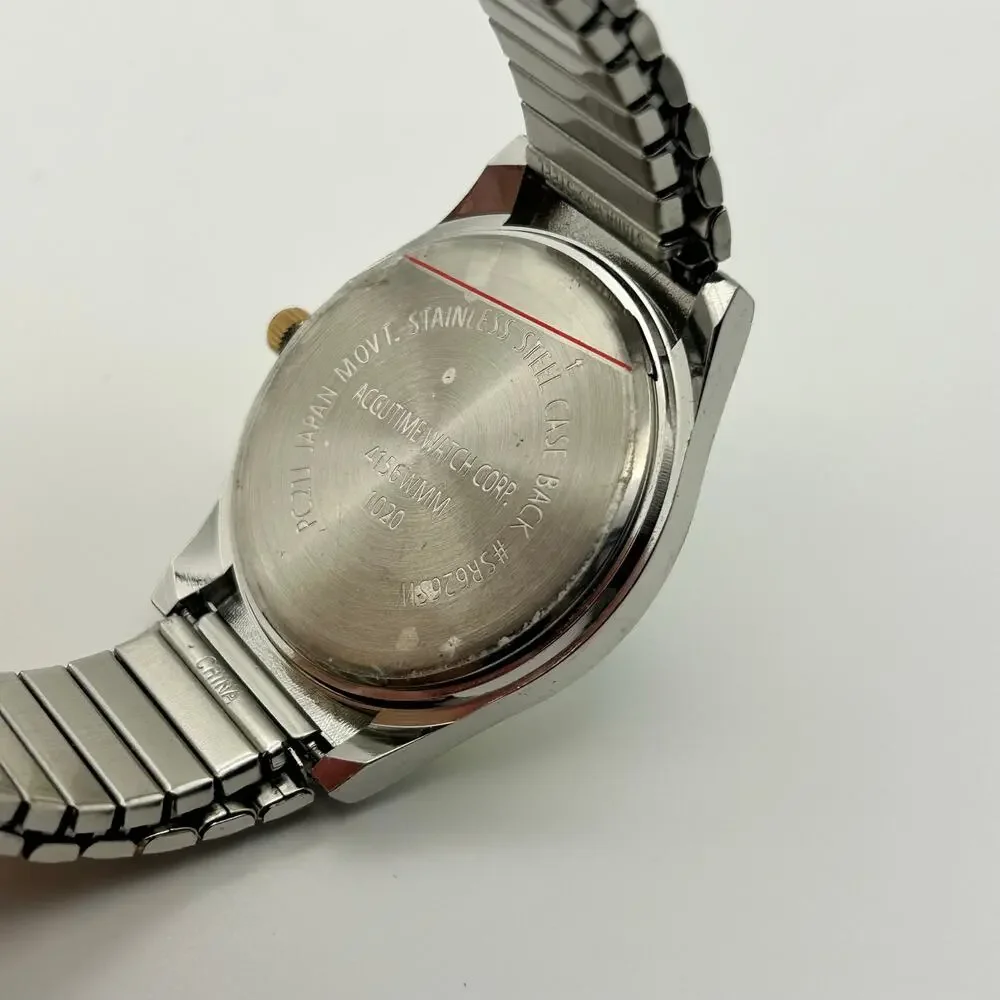 Accutime Watch Corp Two-tone St. Steel Classic Men’s Watch Working New Battery